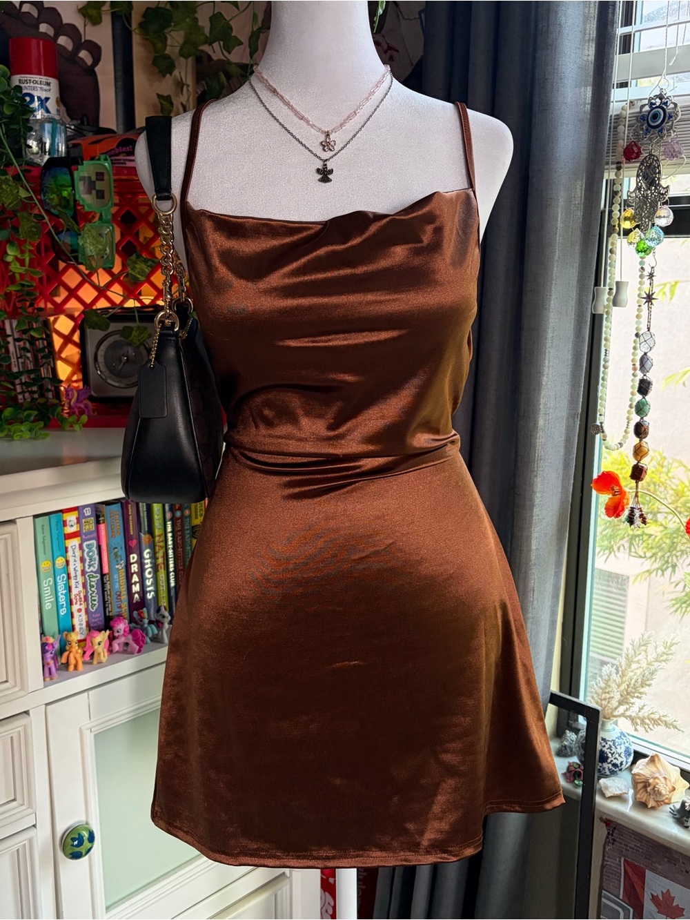 Satin ZAFUL Brown Mini Dress